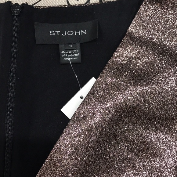 ST. JOHN Twisted Sequin Knit V-neck Dress - Picture 7 of 8